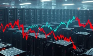 Critical risks of Bitcoin mining stocks during market volatility showing declining performance charts