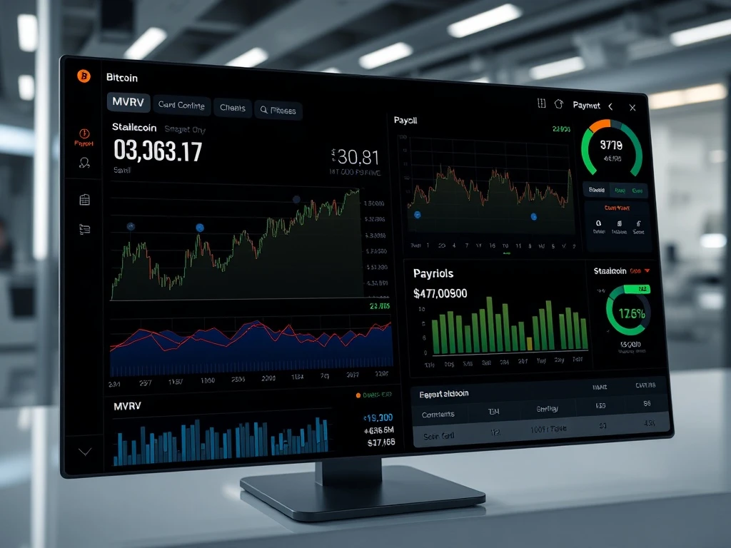Bitcoin MVRV analysis dashboard showing market neutrality and crypto payroll integration for businesses