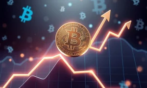 Bitcoin price prediction showing potential breakthrough to $150,000 with financial chart analysis