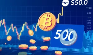 Bitcoin news today showing market volatility and S&P 500 index changes affecting cryptocurrency investments