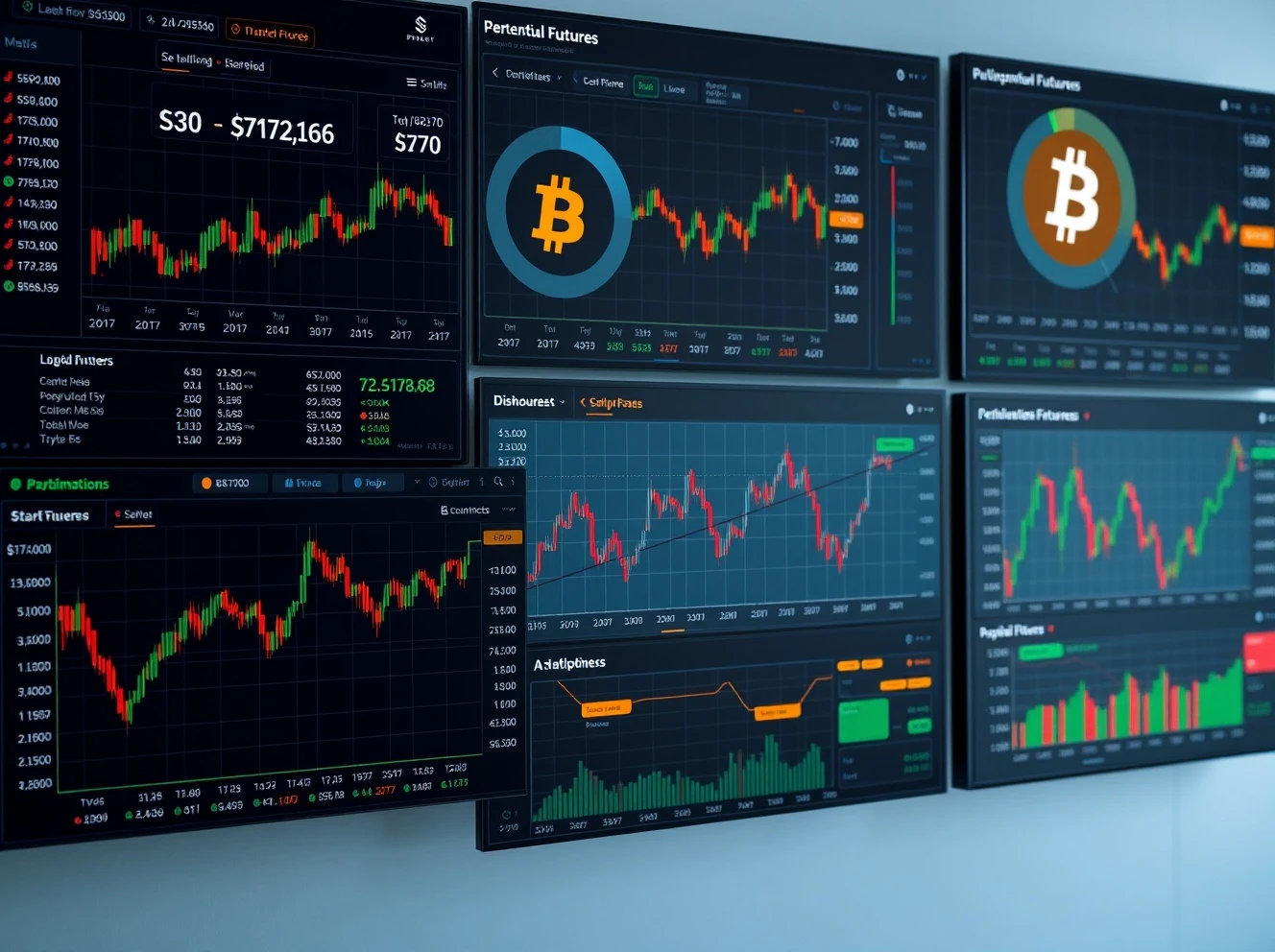 Bitcoin perpetual futures dashboard showing long/short ratio analysis and market sentiment indicators