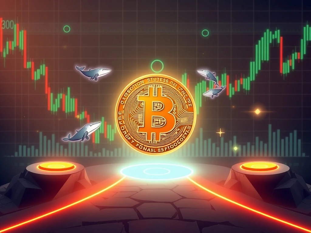Bitcoin price analysis showing critical support levels and whale activity at financial crossroads