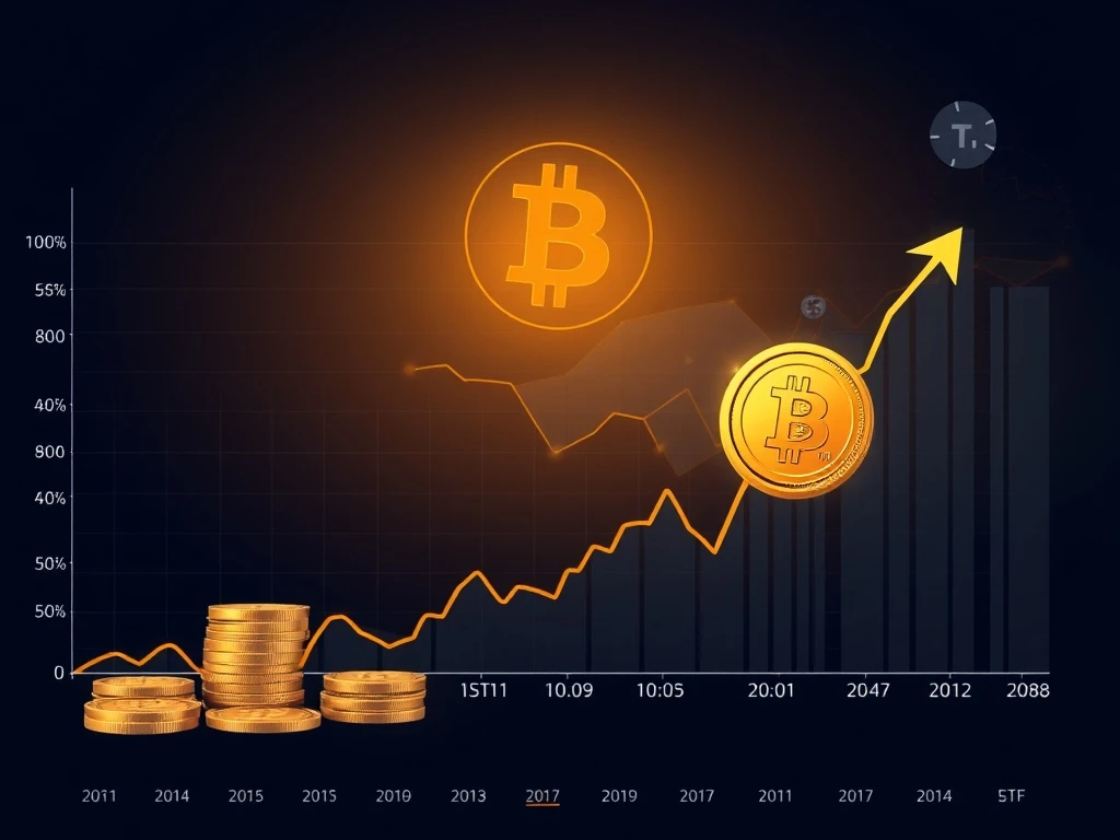 Evolution of Bitcoin price cycles showing institutional stabilization and ETF impact on market dynamics
