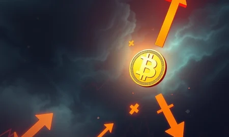 Bitcoin price decline prediction showing dramatic drop amid financial market turbulence