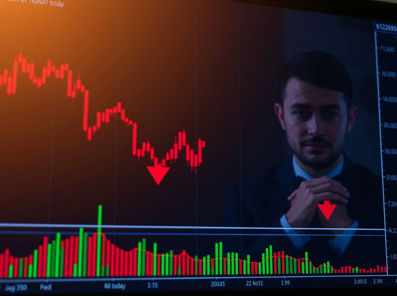 Bitcoin price fall chart showing dramatic decline below critical support level
