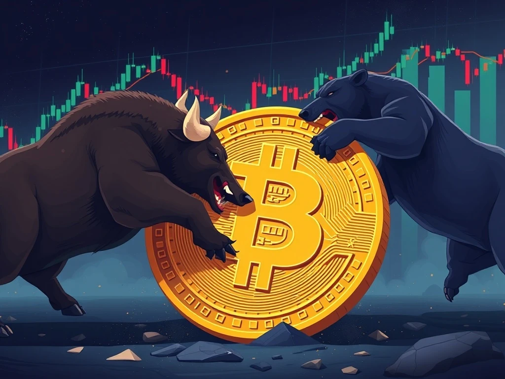 Bitcoin price prediction showing bull vs bear struggle at critical $112K support level