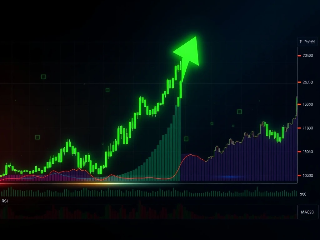 Bitcoin rally showing dramatic price surge with technical indicators on trading chart