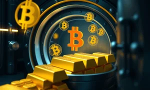 Bitcoin reserve asset integration in central bank vault with digital and traditional assets