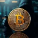 Bitcoin security vulnerability exposed through digital heist illustration