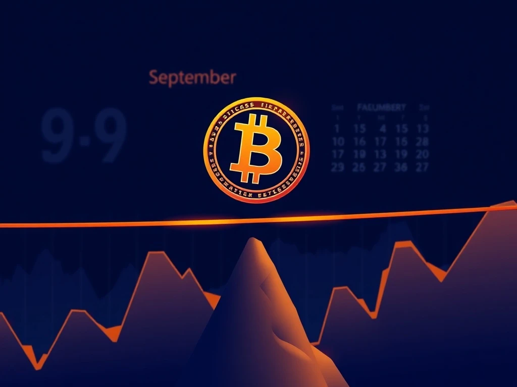 Bitcoin September market analysis showing cryptocurrency balancing on economic tightrope