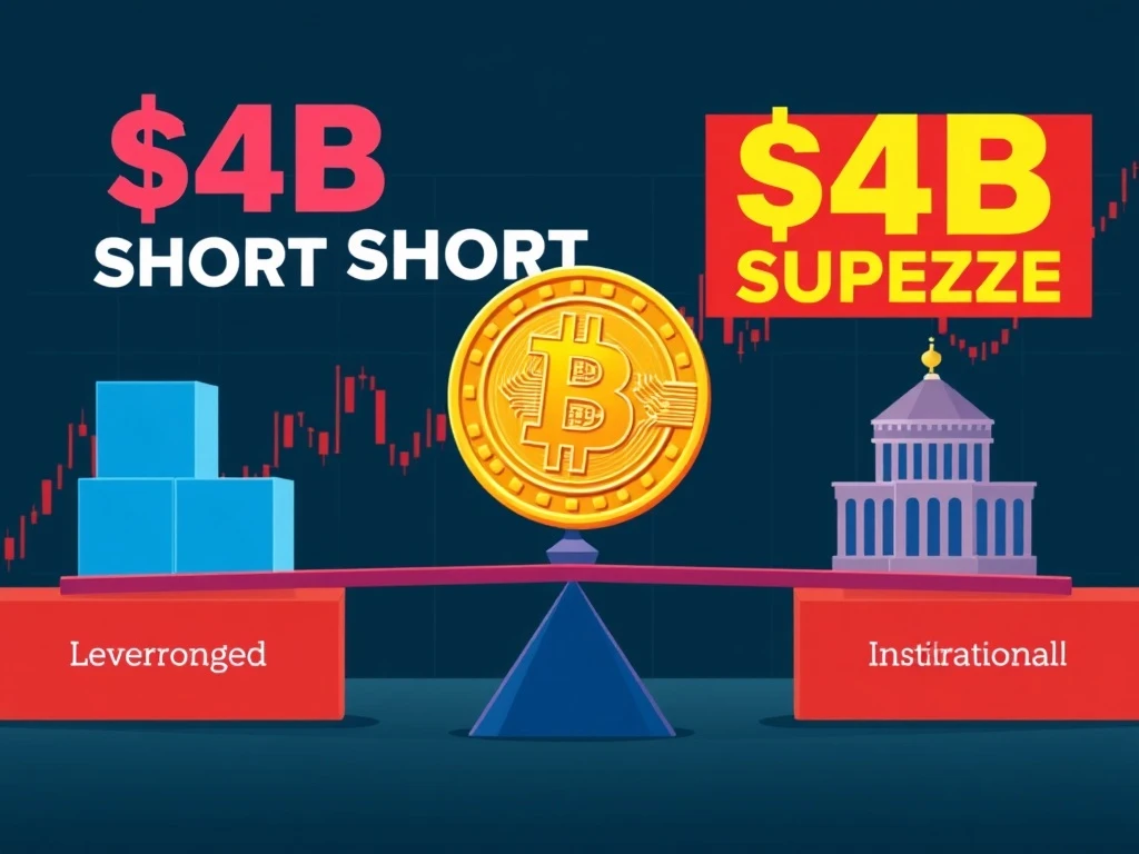 Bitcoin short squeeze analysis showing institutional demand versus leveraged positions
