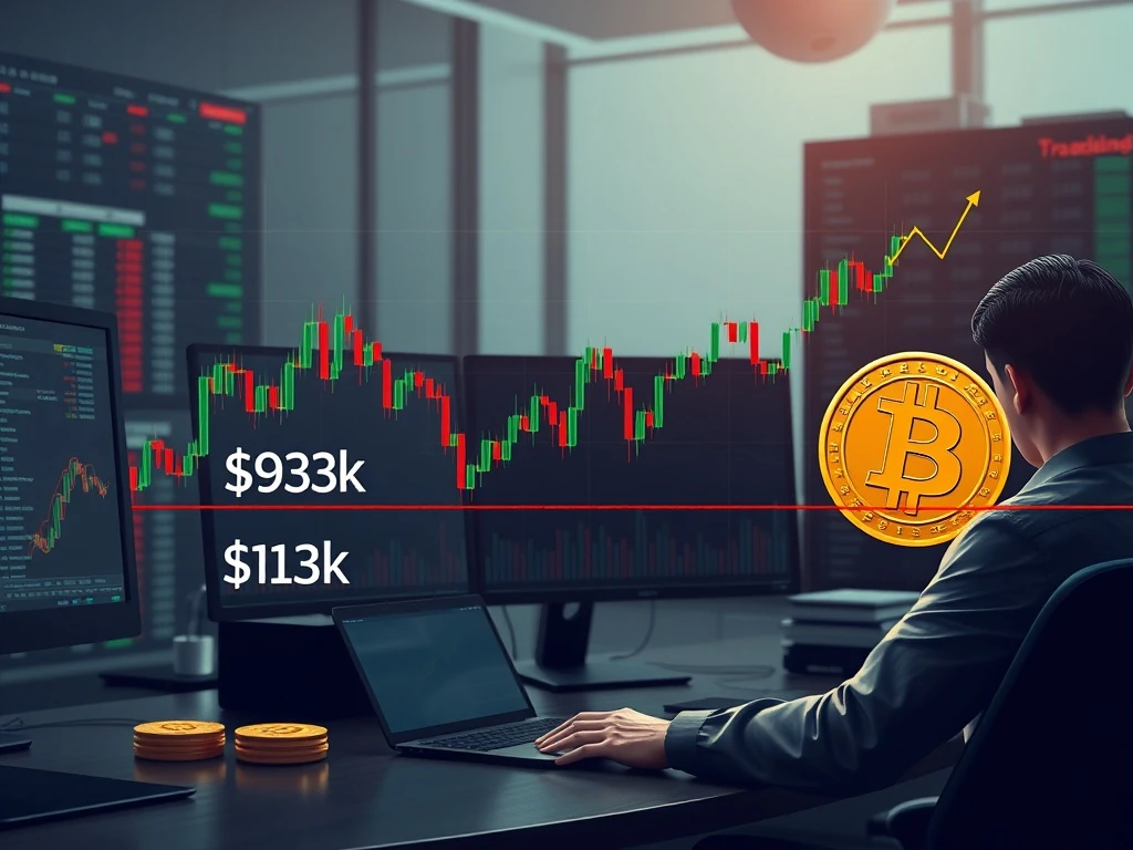 Bitcoin support levels chart showing critical price defense zone at $93k-$110k during market tension