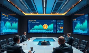 Strategic Bitcoin Treasury Diversification in corporate boardroom with digital portfolio analytics