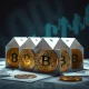 Bitcoin treasury risk illustrated through interconnected coins forming fragile financial structures