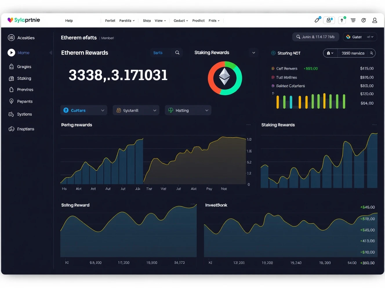 Strategic ETH accumulation dashboard showing institutional cryptocurrency investment metrics and growth patterns