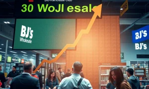 BJ's Wholesale stock performance chart showing upward trend with membership growth driving profits