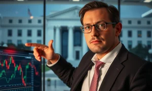 Financial analyst discussing urgent Fed rate cuts during market analysis