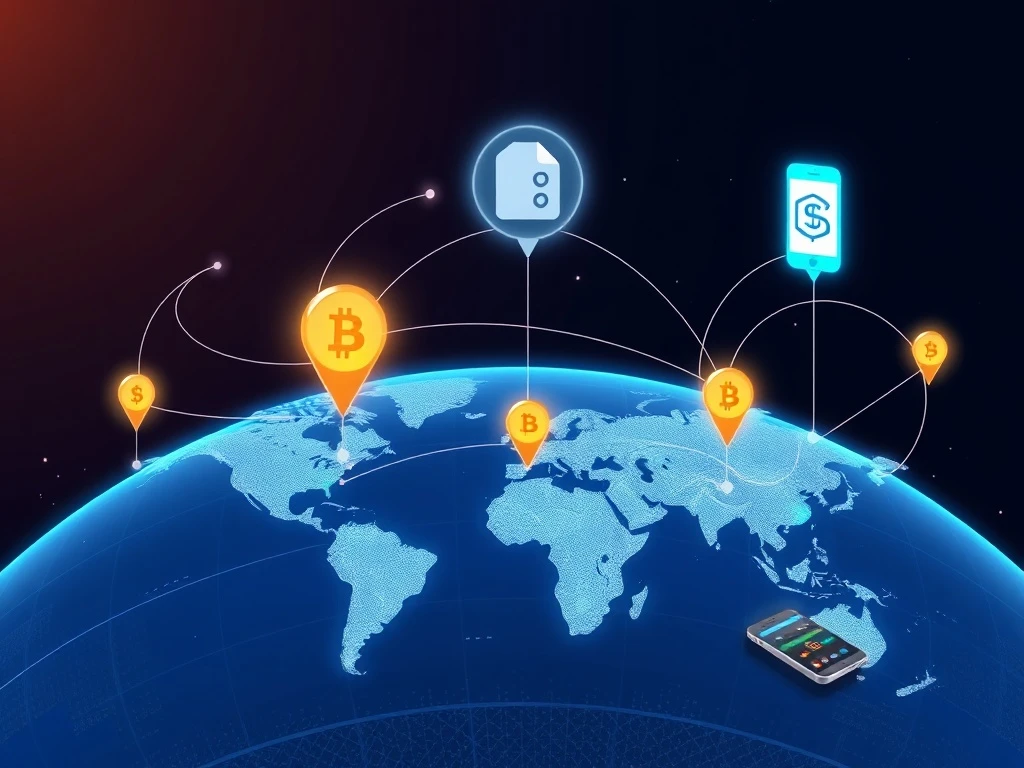 Blockchain cross-border payments network connecting global financial systems through digital transactions