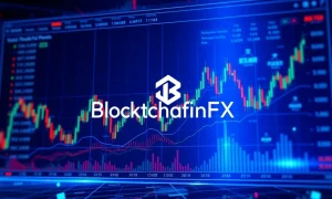 BlockchainFX trading platform interface showing cryptocurrency and traditional asset integration
