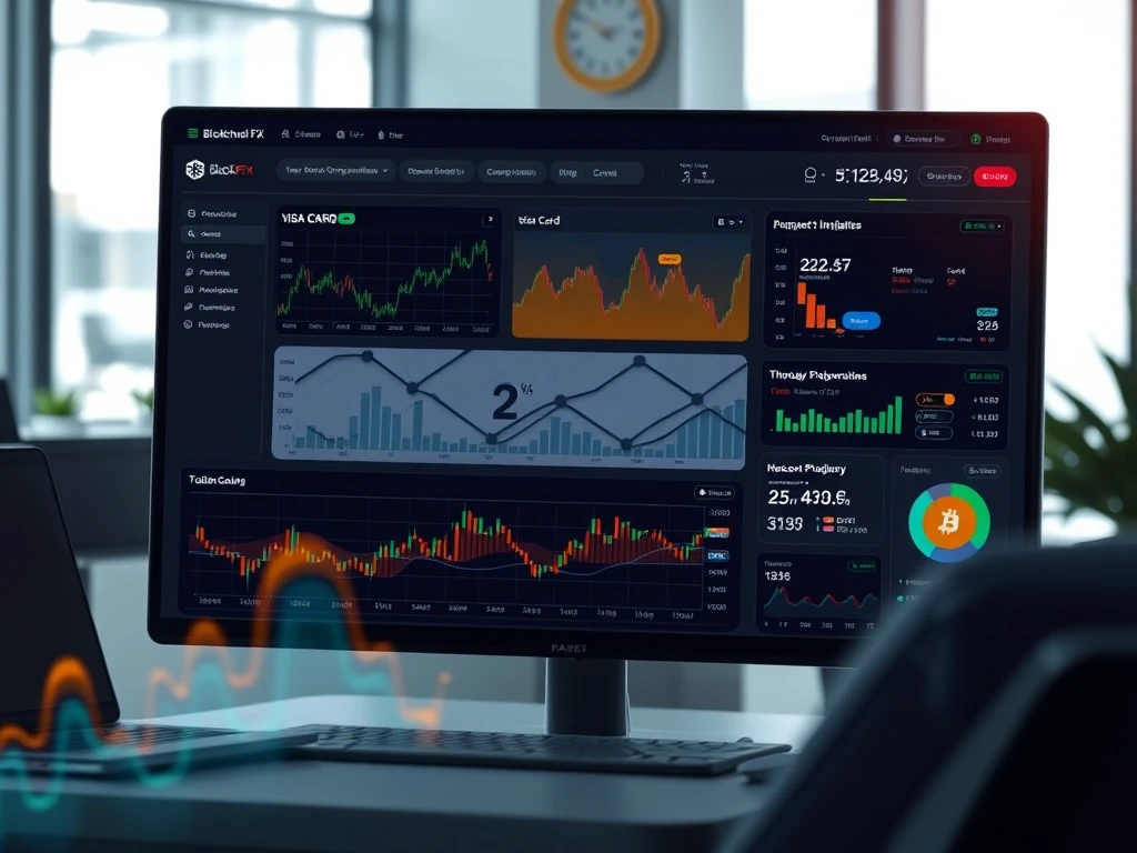 BlockchainFX trading platform dashboard showing multi-asset integration and high APY returns
