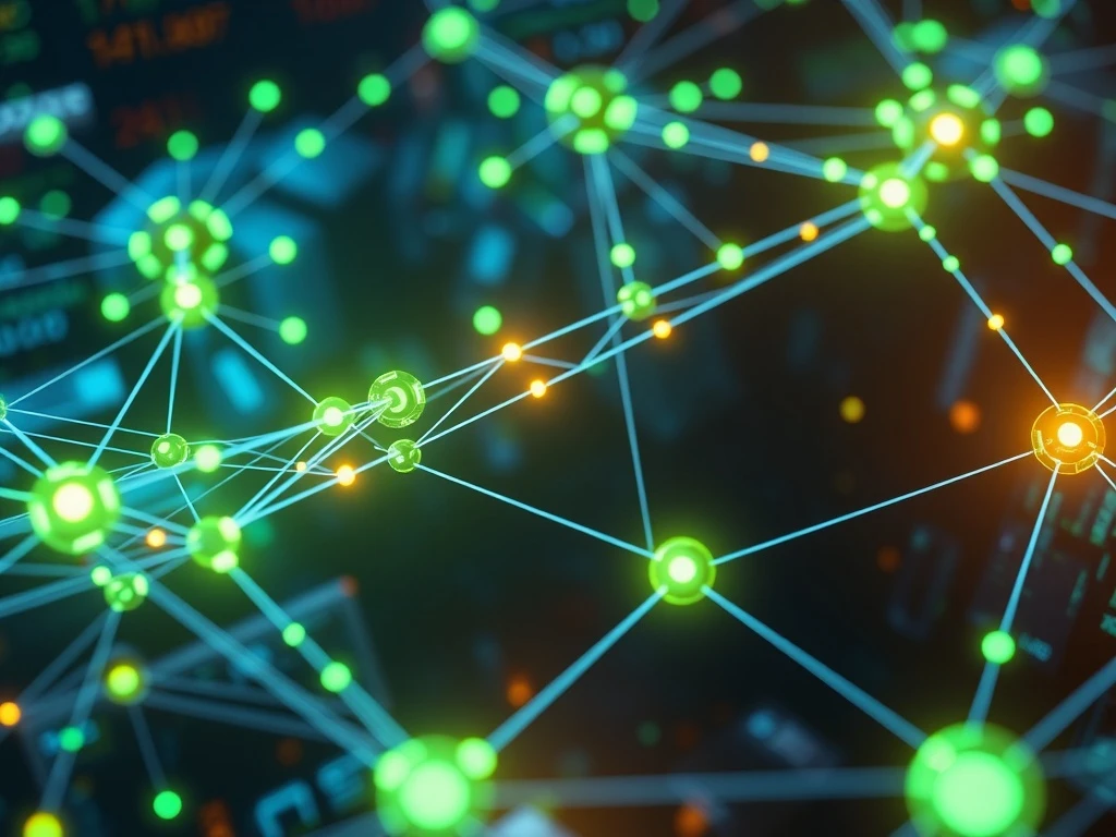 BlockDAG network visualization showing efficient blockchain technology with interconnected nodes and digital currency flow