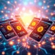 BlockDAG network showing smartphones mining cryptocurrency with blockchain connections