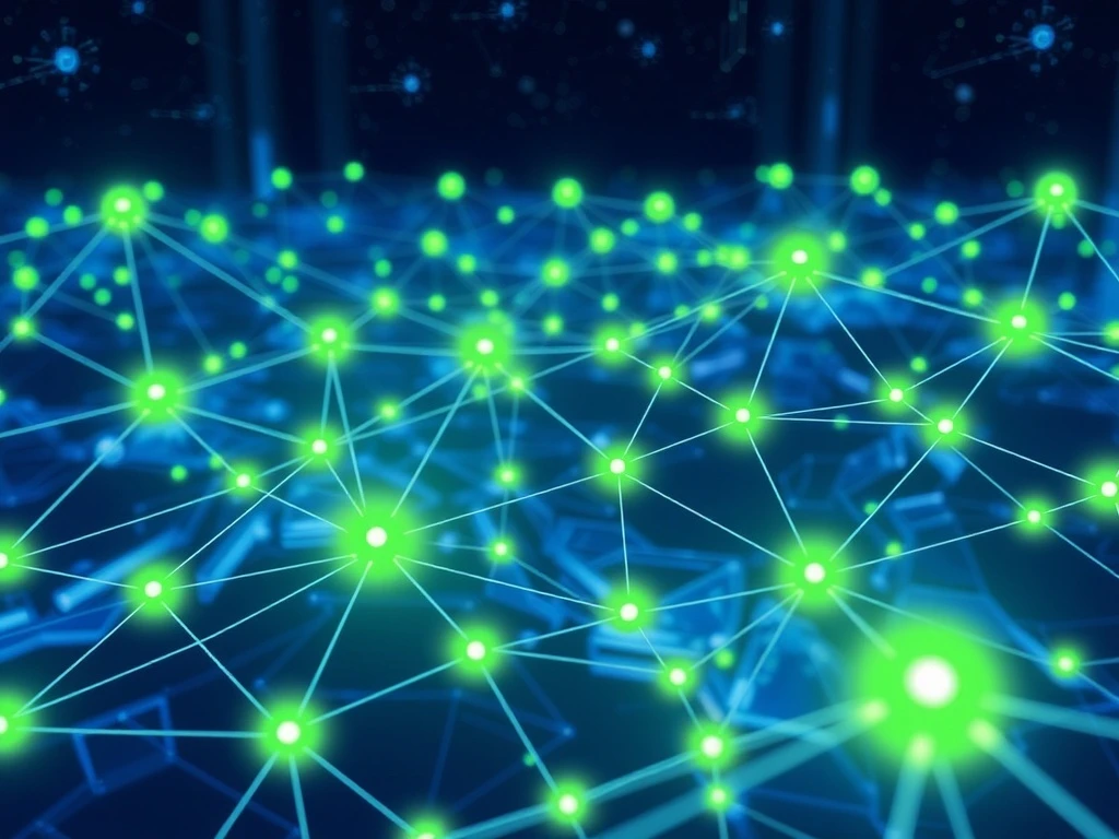 BlockDAG network visualization showing scalable blockchain technology with energy-efficient nodes