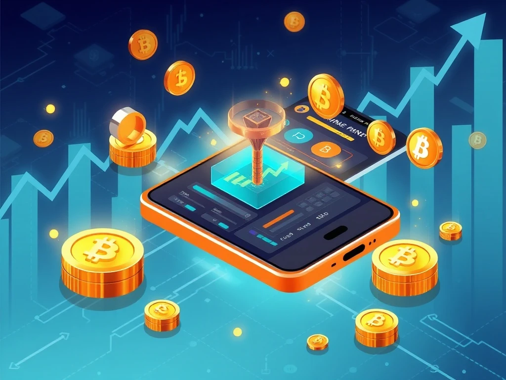 BlockDAG presale mobile mining app showing gamified cryptocurrency rewards and blockchain connectivity