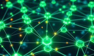 BlockDAG blockchain network showing sustainable cryptocurrency growth with interconnected nodes and digital transactions