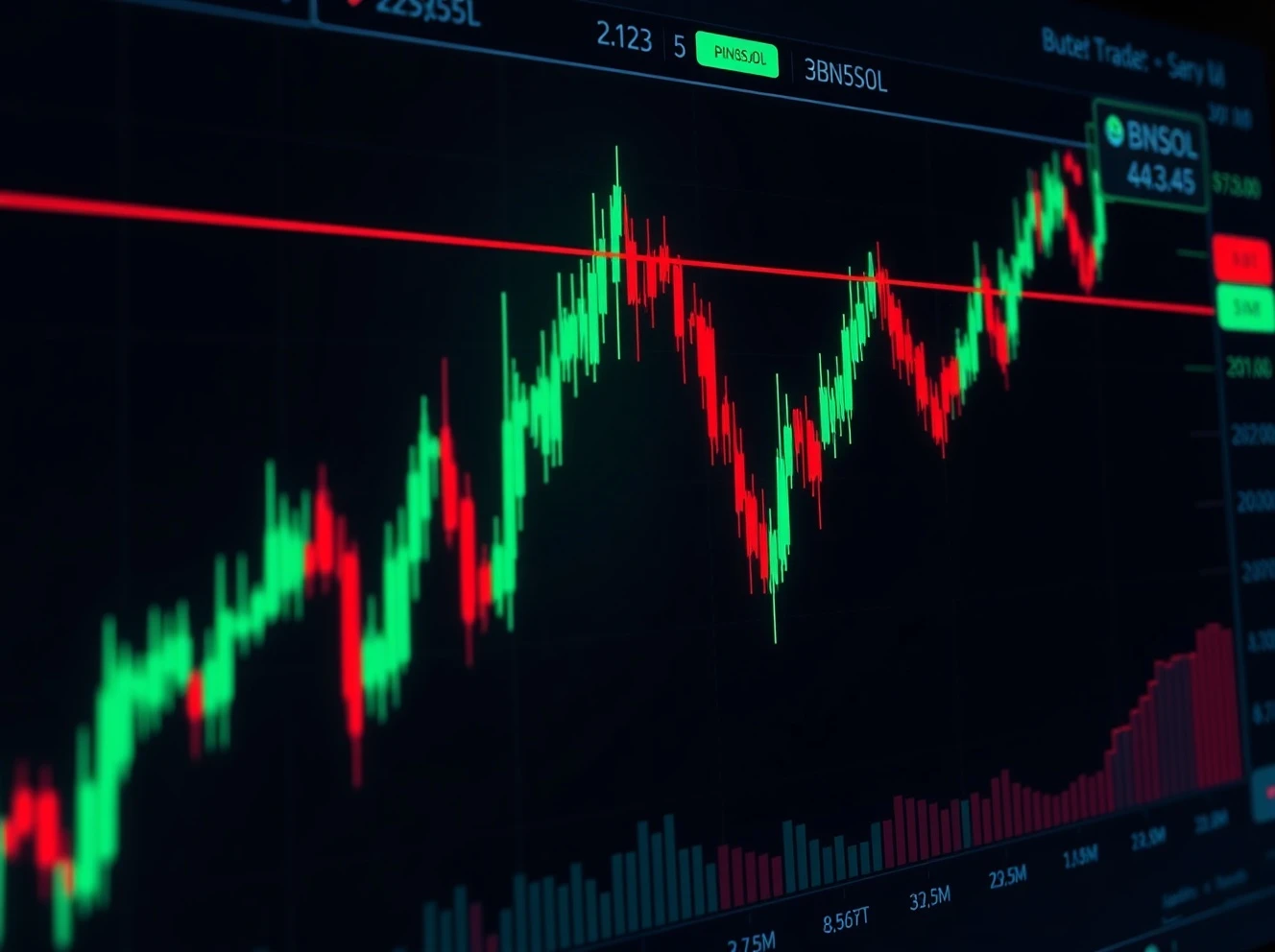 BNSOL volatility chart showing dramatic price spikes and corrections in cryptocurrency trading