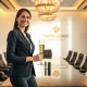Businesswoman celebrating Bold Woman Award nomination for leadership excellence