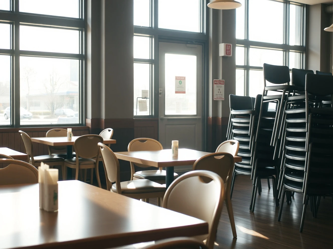 Closed restaurant showing empty dining area during recent restaurant closures