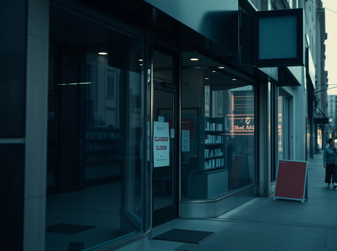 British beauty retailer store closure with empty shelves and closing signs