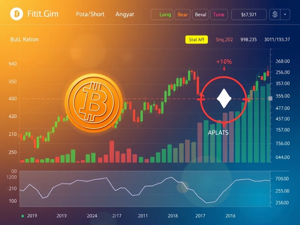BTC perpetual futures trading dashboard showing long/short ratio analysis for market sentiment