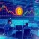 BTC perpetual futures trading dashboard showing long/short ratio analysis and market sentiment indicators