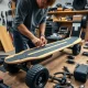 A person proudly riding their custom-built electric skateboard, showcasing the freedom and achievement of a DIY project.