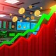 Bullish crypto exchange financial performance showing dramatic growth from losses to profits
