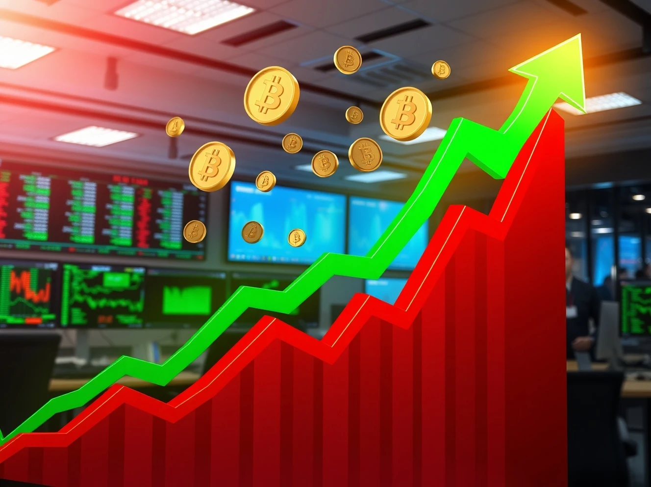 Bullish crypto exchange financial performance showing dramatic growth from losses to profits