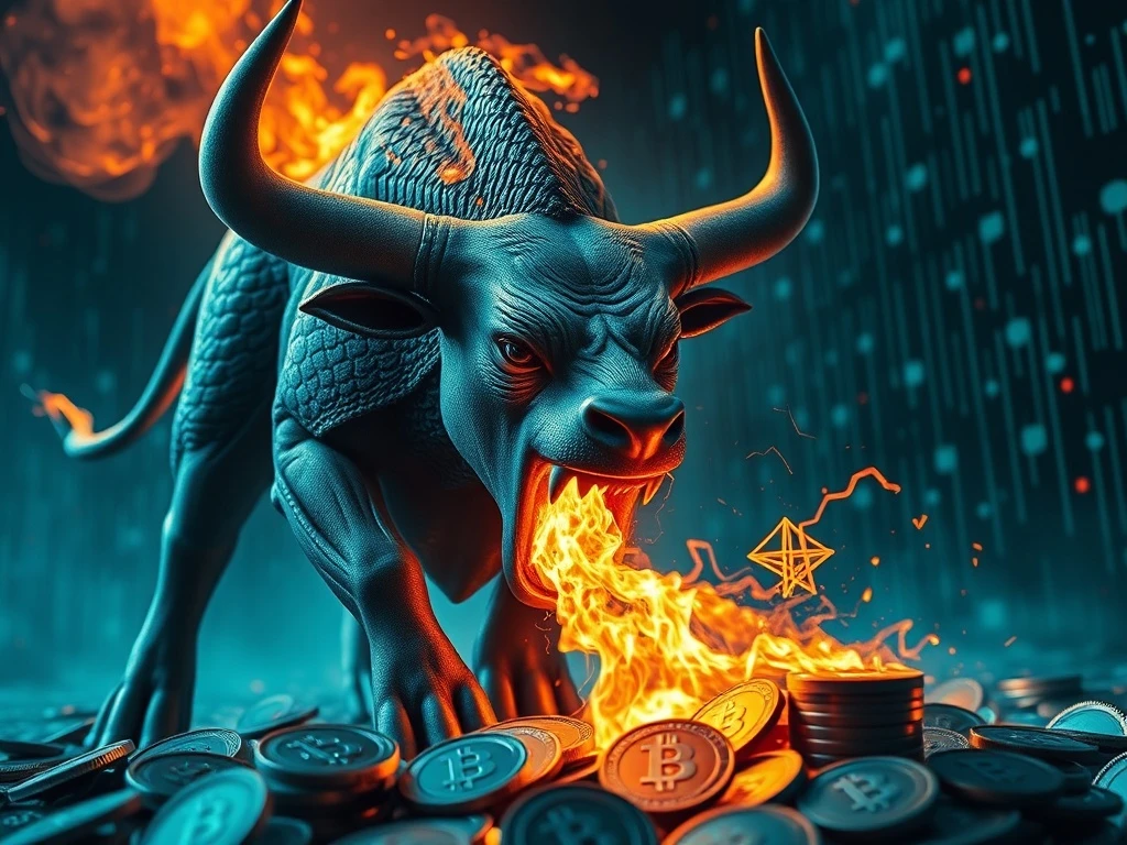 BullZilla staking mechanism transforming meme coin value with fire and blockchain technology