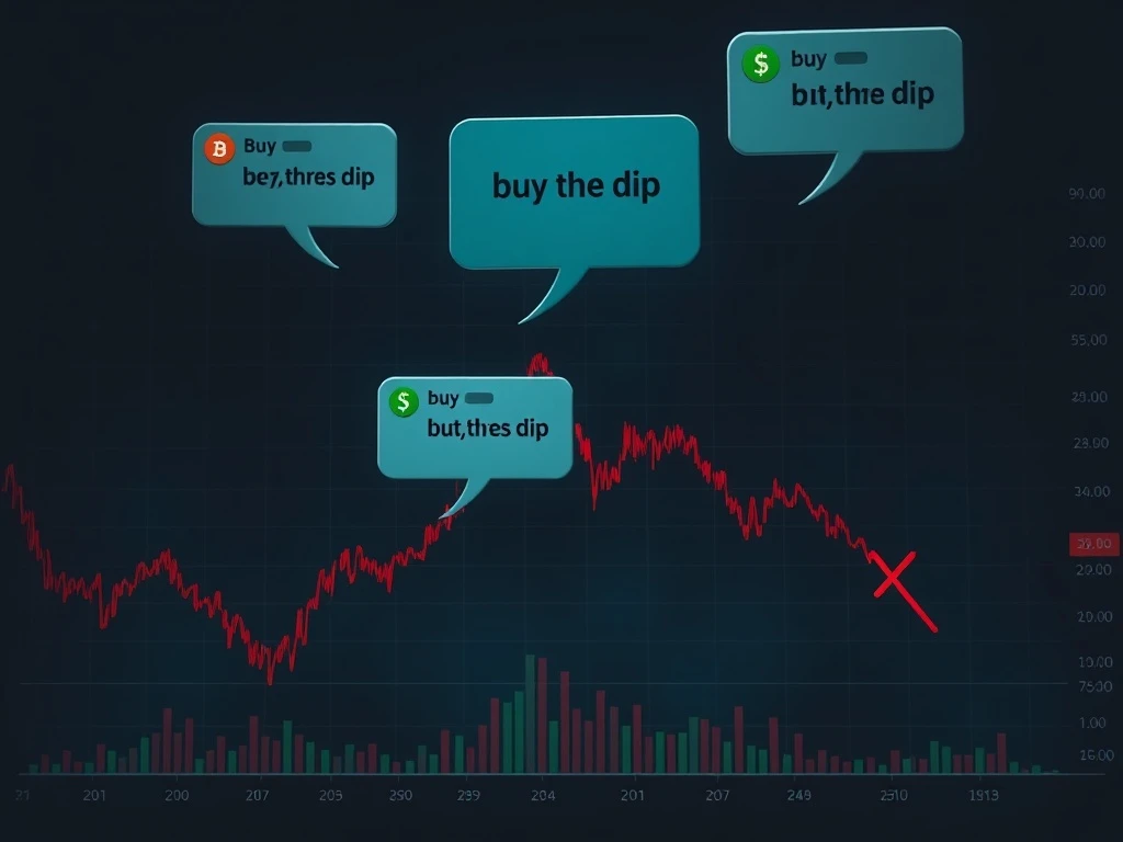 Cryptocurrency market chart showing buy the dip crypto strategy failure with declining prices