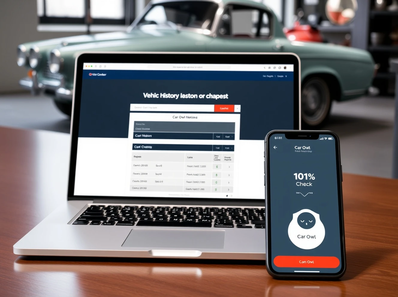 Modern vehicle history check interface showing comprehensive car data analysis and reporting