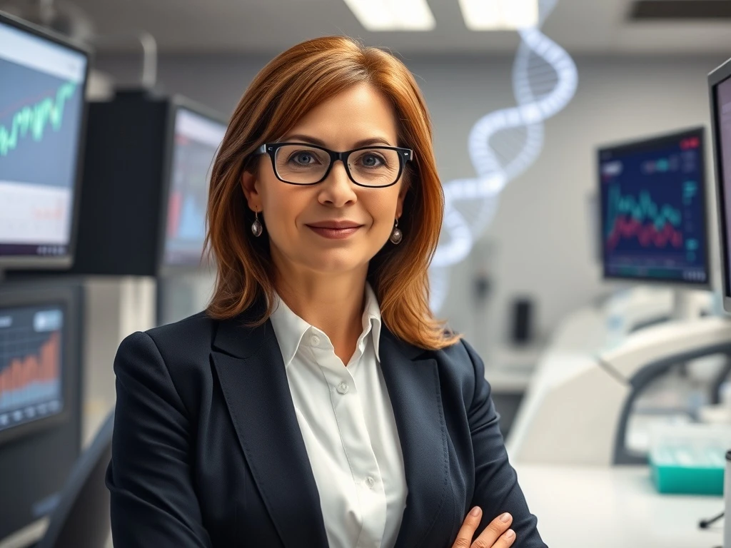 Cathie Wood discussing her major biotech investment strategy with financial analysts