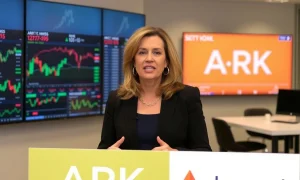 Cathie Wood discussing recent portfolio moves at ARK Invest conference
