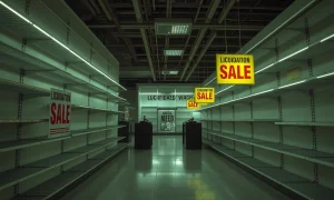 Celebrity retailer's final Chapter 7 bankruptcy liquidation process with empty store displays