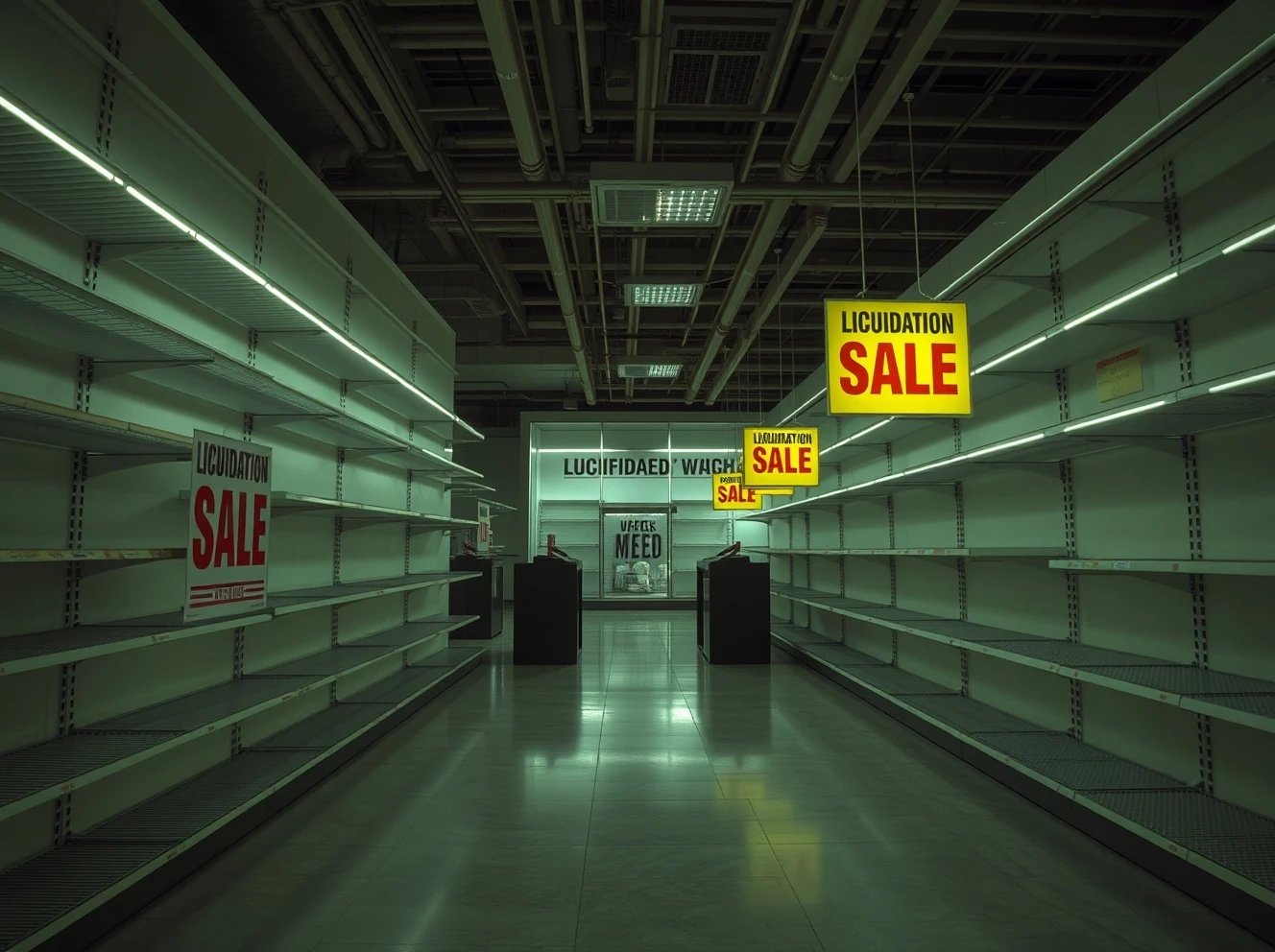 Celebrity retailer's final Chapter 7 bankruptcy liquidation process with empty store displays