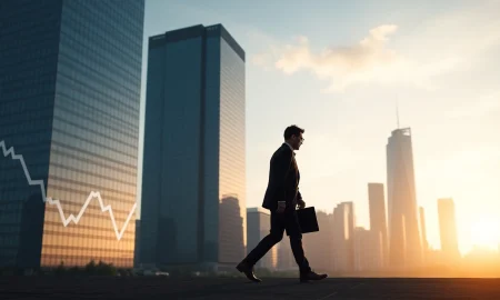An executive's silhouette leaving a corporate building, representing the broader CEO departure trend in business leadership.