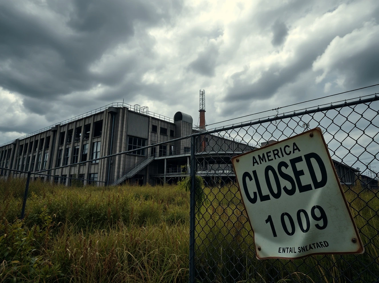 Abandoned factory representing Chapter 11 bankruptcy and manufacturing collapse in America
