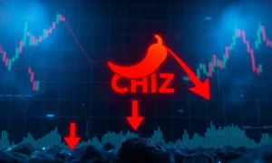 Chiliz CHZ cryptocurrency price chart showing dramatic 76% crash amid market turbulence