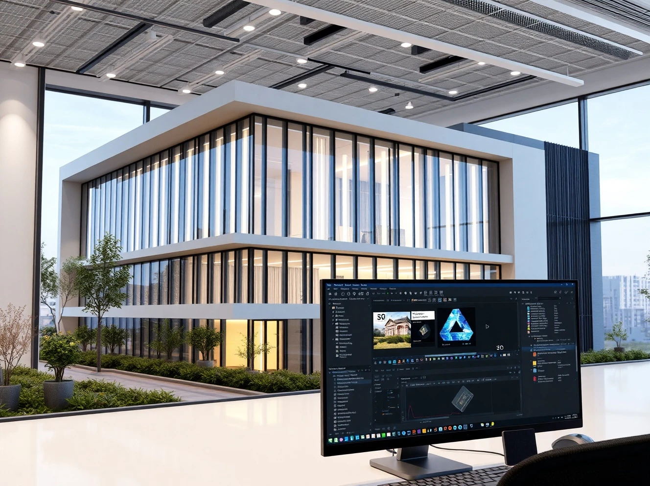 Professional 3D rendering company creating architectural visualization with advanced software