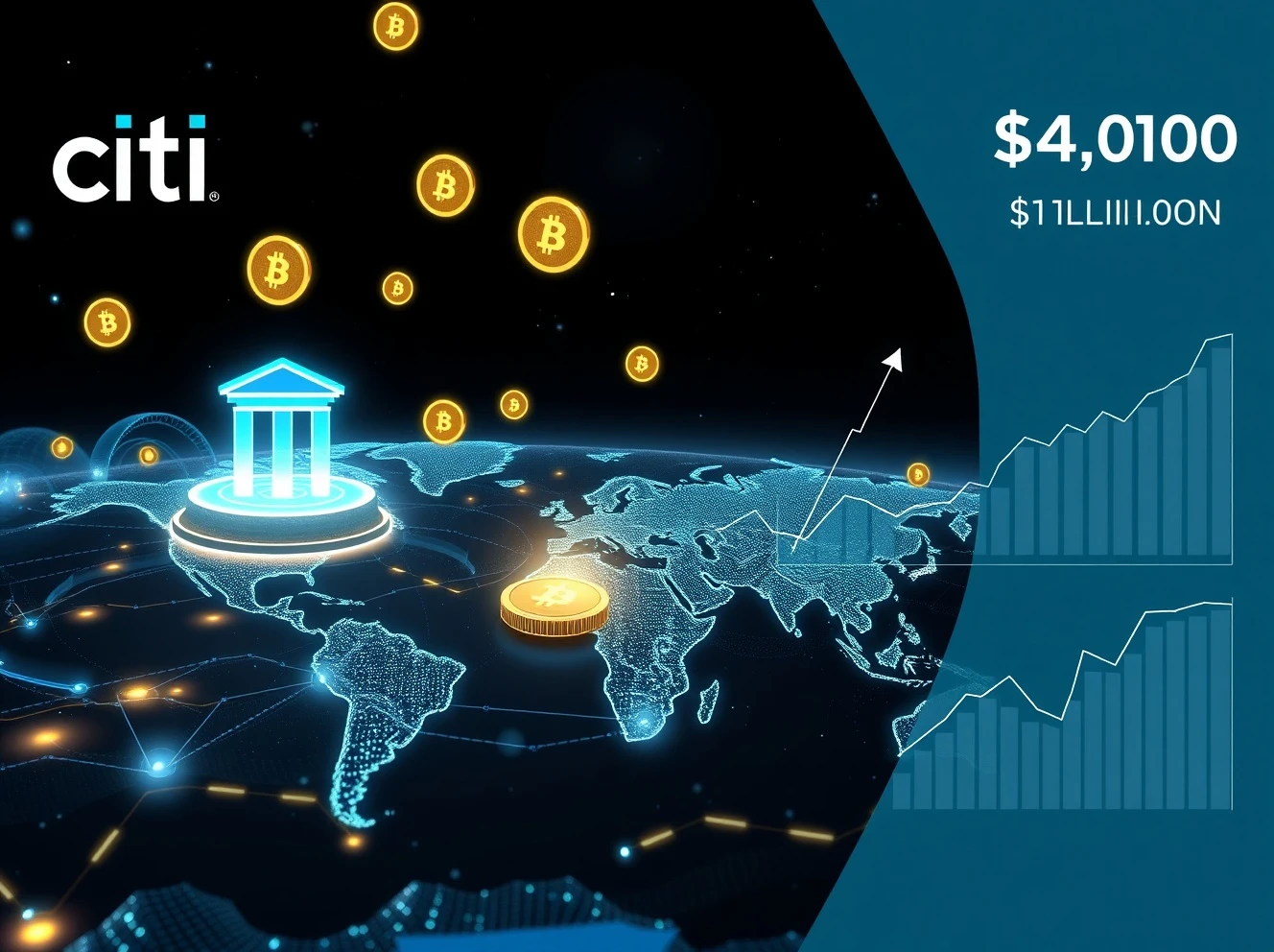 Citibank's stablecoin market forecast showing $4 trillion growth projection for digital finance